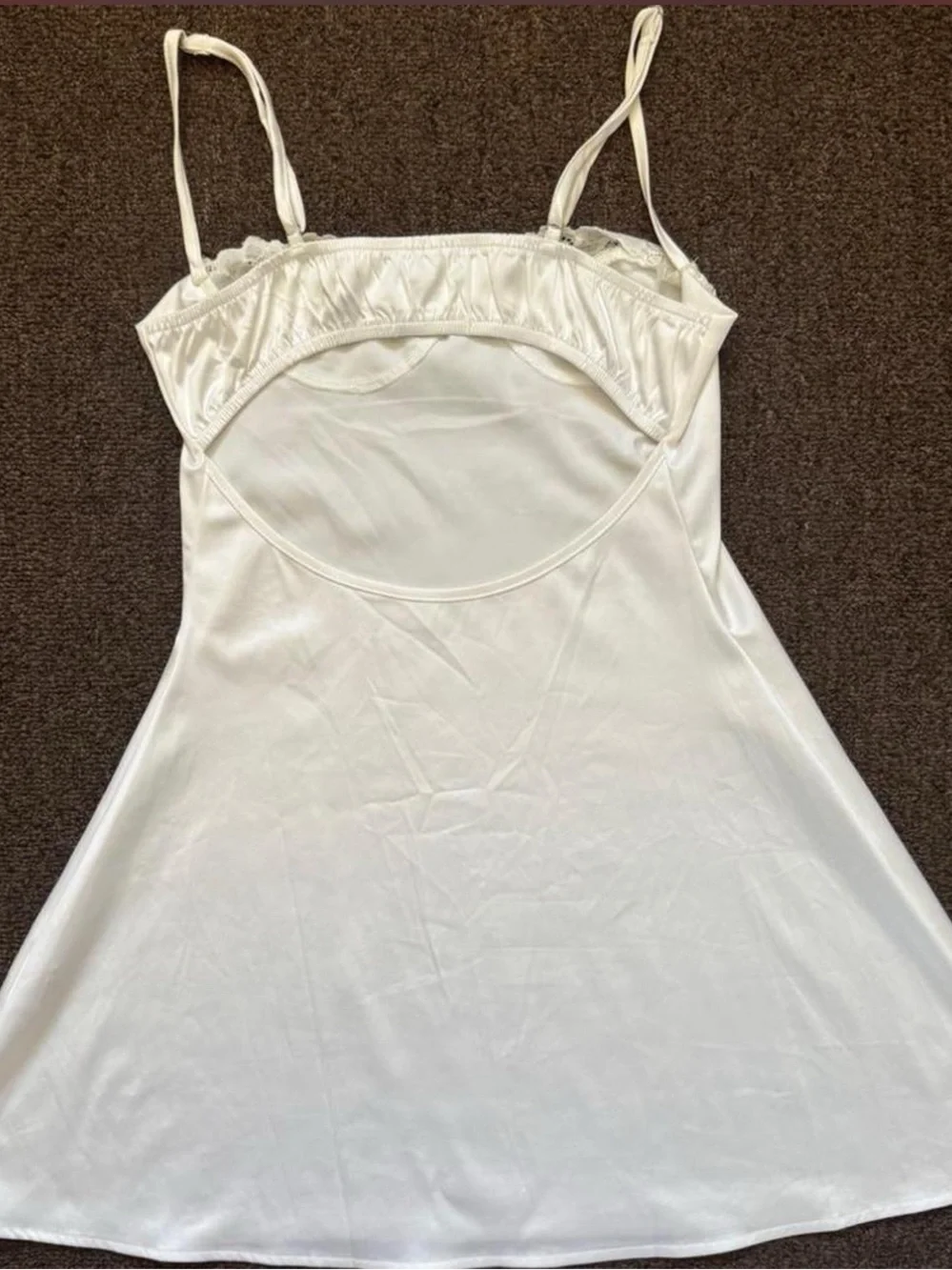 White Lace-Trim Slip Mini Dress